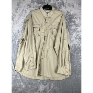 Columbia Shirt Mens XXL Gray PFG Omni Shade Short Sleeve Button Down Fishing‎